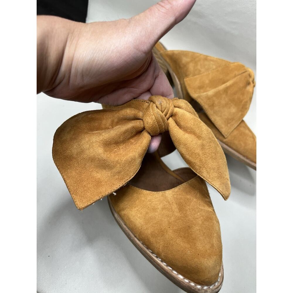 Jeffrey Campbell Cyrus Suede Bow Top Mules Size 9 Mustard Yellow - Picture 4 of 15